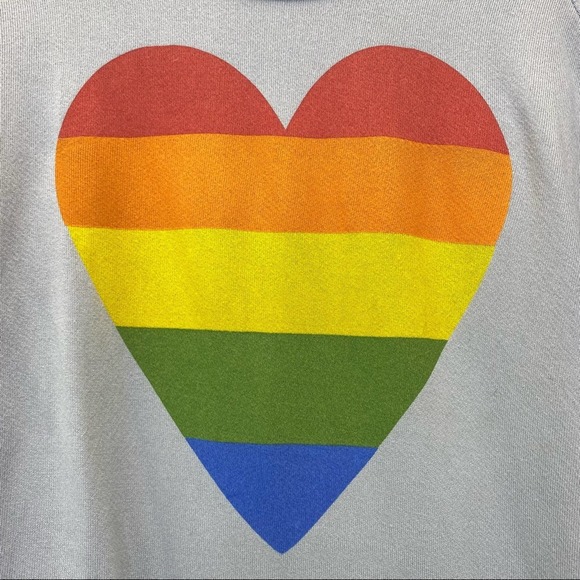 Sundry Crewneck 0 XS Rainbow Heart Long Sleeve Lightweight Pullover Top Pride - Picture 3 of 7